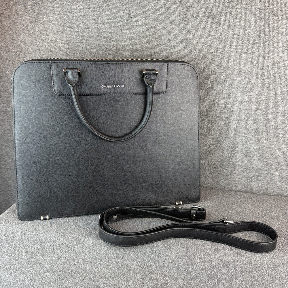 Gianni Conti Briefcase Women's Large Black Leather Saffiano Laptop Bag